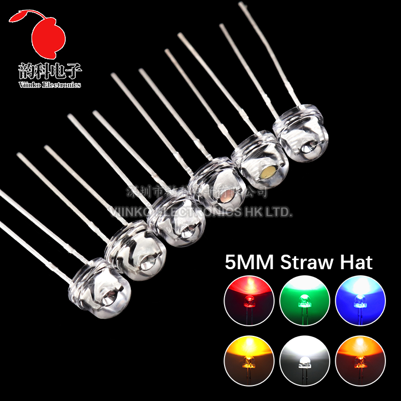 50pcs 5mm Straw Hat LED Super  - Ludwigia Super Red 评论和价格